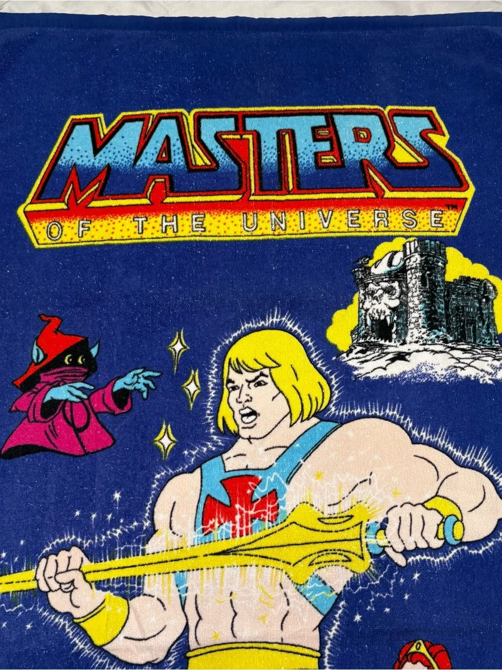 He-Man Masters of the Universe Beach Blue Towel Made in Japan Vtg 1985 RARE